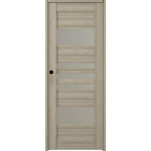 Leti 18 in. x 80 in. Right-Hand 5-Lite Frosted Glass Solid Core Shambor Wood Composite Single Prehung Interior Door