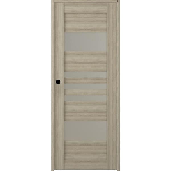 Belldinni Leti 28 in. x 80 in. Right-Hand 5-Lite Frosted Glass Solid Core Shambor Wood Composite Single Prehung Interior Door