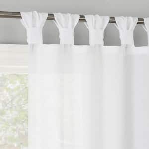 Hathaway Twist Tab White Polyester 40 in. W x 63 in. L Tab Top Light Filtering Curtain (Single Panel)