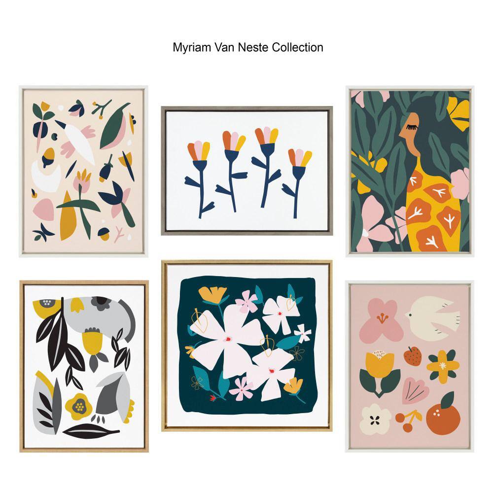Gold Scandi Paper Flowers Canvas Wall Art, 27x22