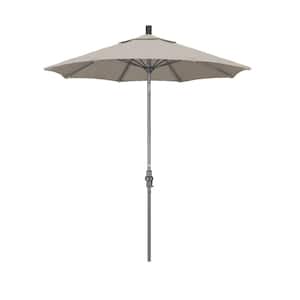 7.5 ft. Grey Aluminum Market Collar Tilt Crank Lift Patio Umbrella in Woven Granite Olefin