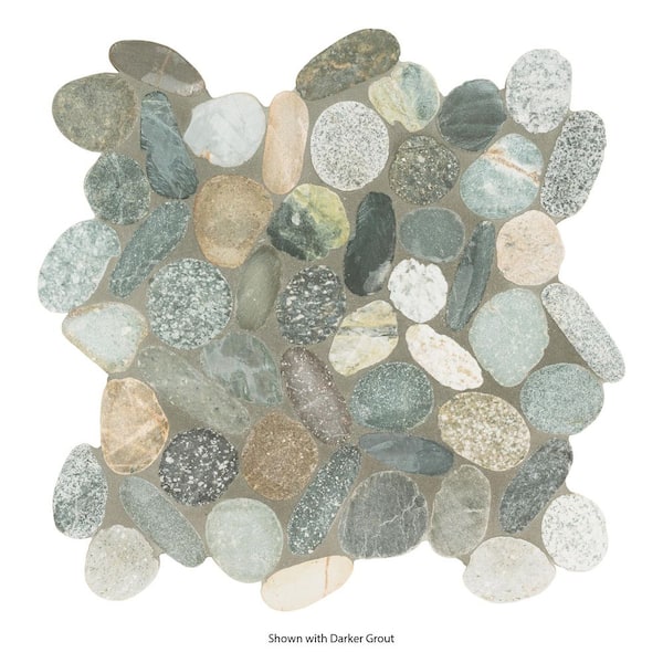 MSI Sliced Rainforest Pebble 12 in. x 12 in. x 0.38 in. Honed Marble Mesh-Mounted Mosaic Tile (9.7 sq. ft./Case)