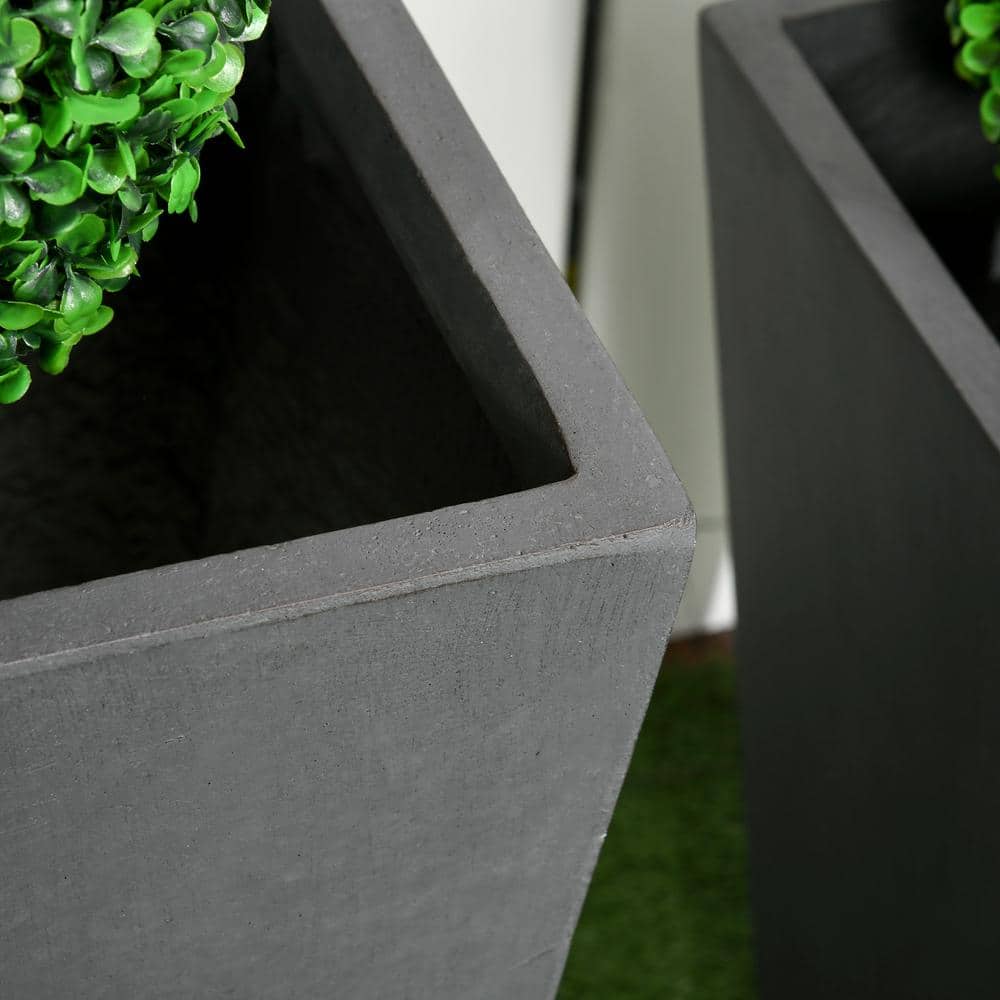 Magnesium Oxide Modern Outdoor Planters with Drainage, Gray, 2-Pack