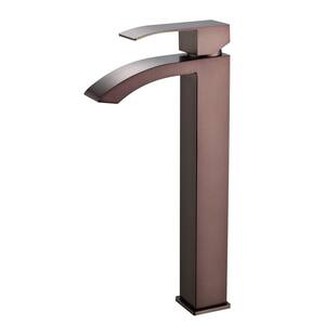 Single Hole Single Handle High Spout Bathroom Faucet in Oil Rubbed Bronze with Ceramic Valve for Vessel Sinks