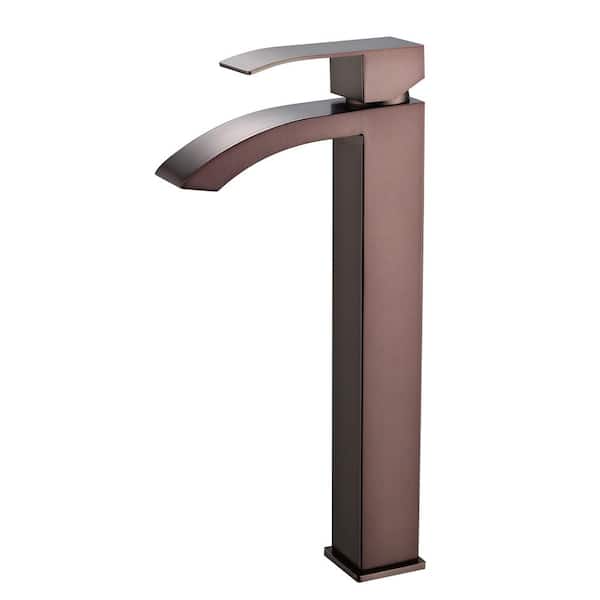 WELLFOR Single Hole Single Handle High Spout Bathroom Faucet in Oil Rubbed Bronze with Ceramic Valve for Vessel Sinks