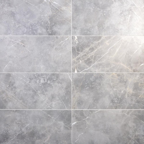 Ivy Hill Tile Marmo Gray 4 in. x 0.39 in. Matte Marble Look Porcelain Tile Sample