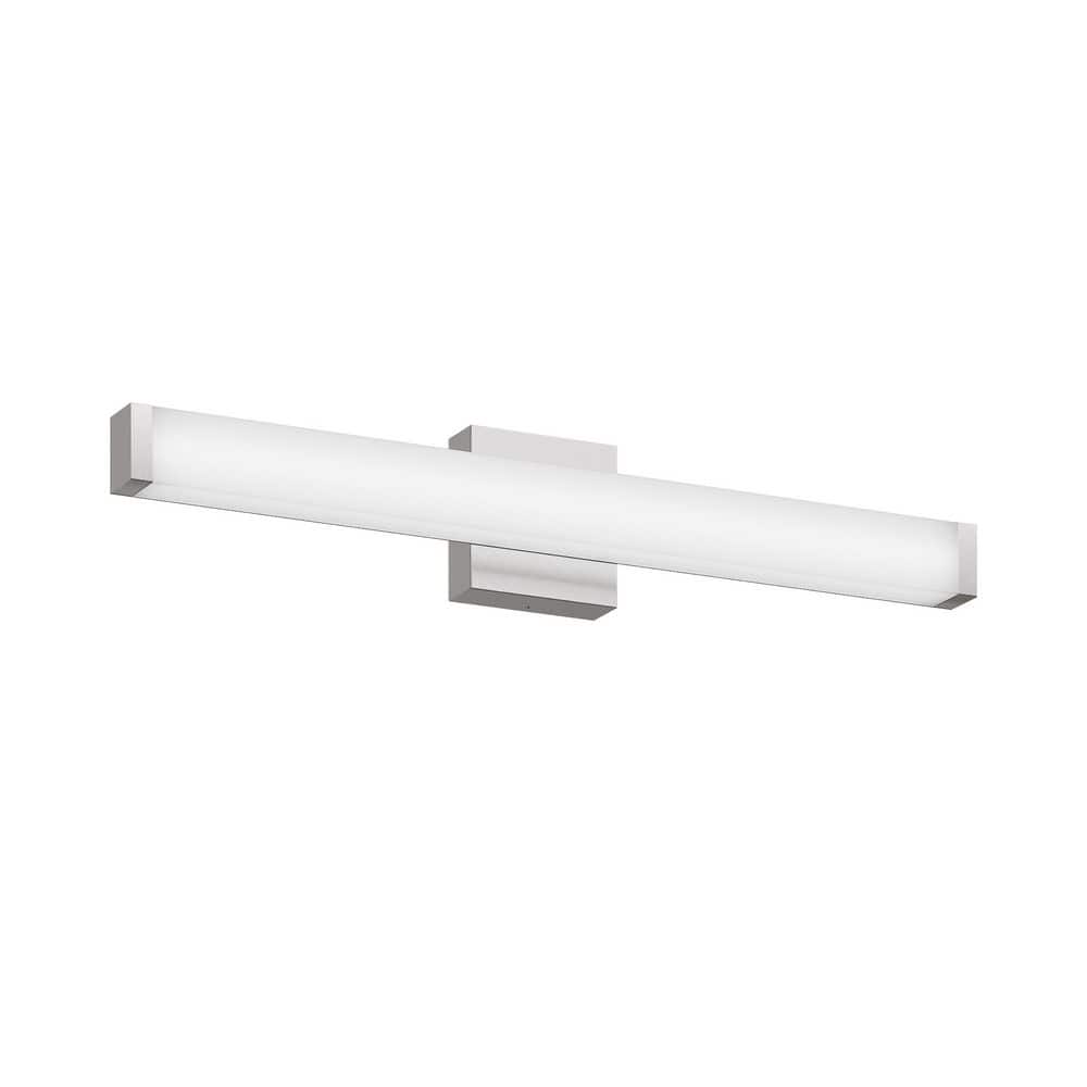 25 in. 1-Light Brushed Nickel Square LED Bathroom Vanity Light Over Mirror with Acrylic Shade price history on PriceWatchPro