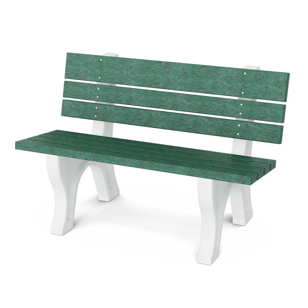 Heritage 4 ft. Turf Green and White HDPE Plastic Outdoor Park Bench price history on PriceWatchPro