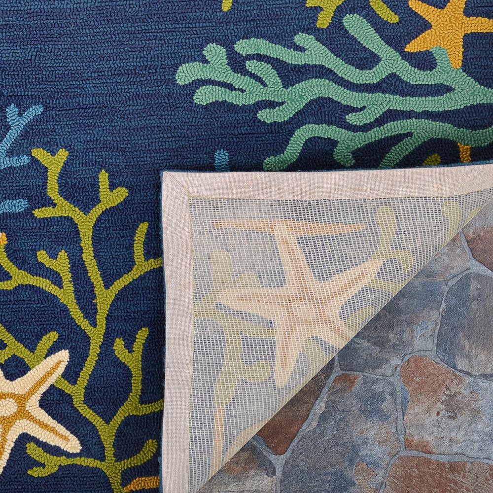 Sea Water Oceanic Blue 5'6" x 8' Handcrafted Synthetic Area Rug
