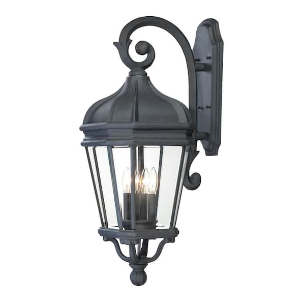 the great outdoors by Minka Lavery Harrison 4-Light Black Outdoor Wall Lantern Sconce