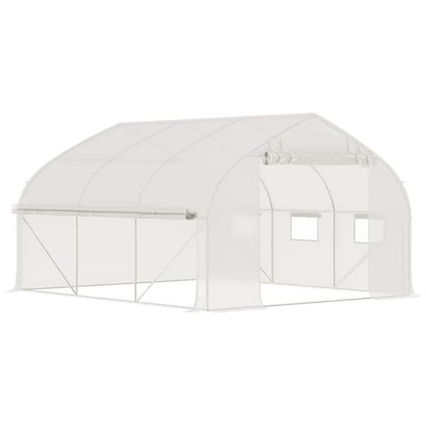 118 in. W x 136.5 in. D x 78.75 in. H Steel Frame & PE Cover Walk-in Tunnel Greenhouse with Roll-Up Door & Sidewalls