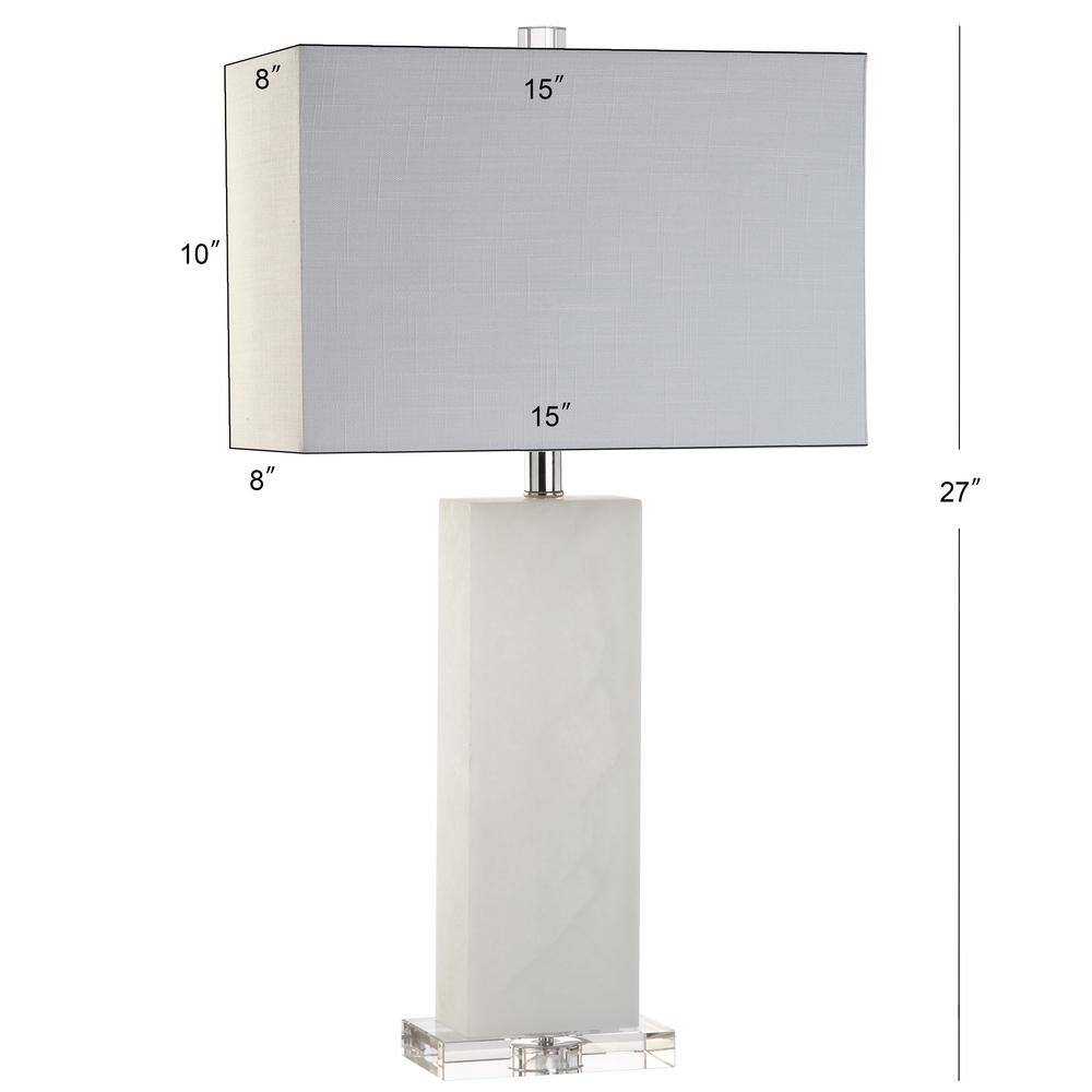 27" White Alabaster Table Lamp with Linen Shade