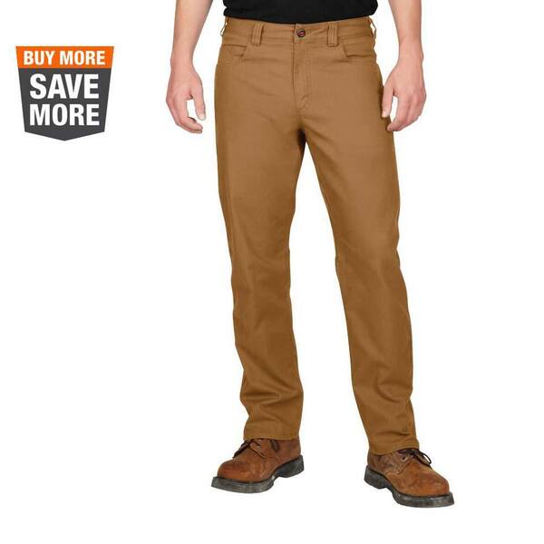 Milwaukee Men's 34 in. x 32 in. Khaki Cotton⁄Polyester⁄Spandex Flex Work  Pants with 6 Pockets 701K-3432 - The Home Depot