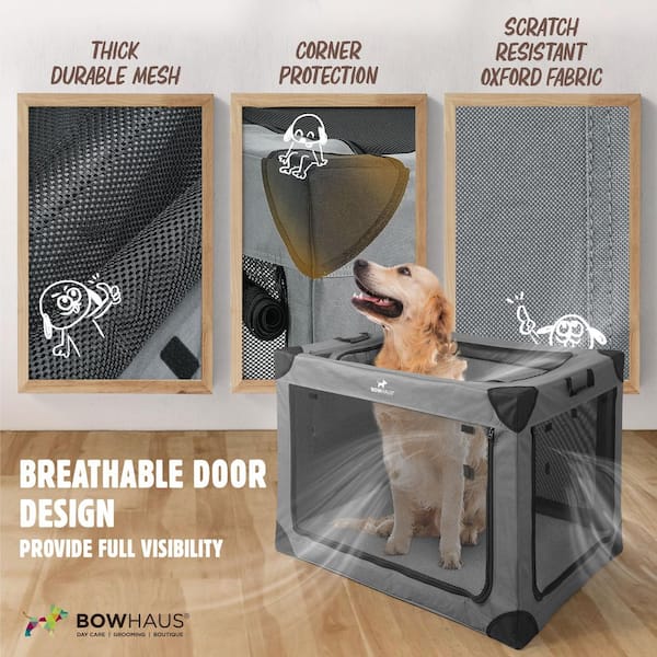 BOWHAUS 42 in. Collapsible Travel Dog Crate with Mesh Window-Large