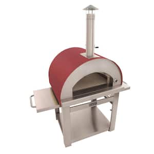 Venice Wood Fired Outdoor Pizza Oven in Red with Accessories and All Weather Cover Included