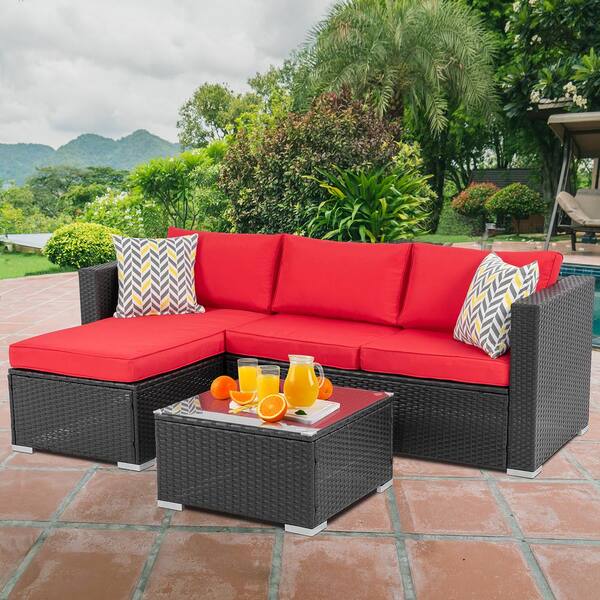 red rattan garden furniture