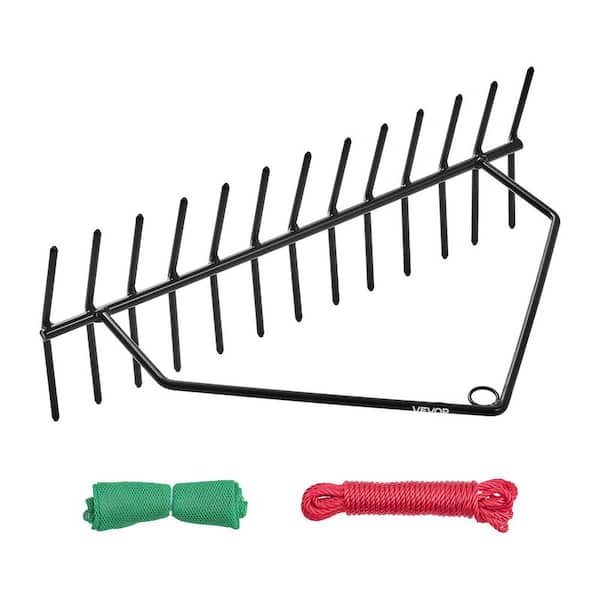 24 in. Double-Sided Aquatic Weed Rake, , 8.7 in. Cut, Pond Cutter with 360 in. Rope & Tie Hole, Lightweight Muck