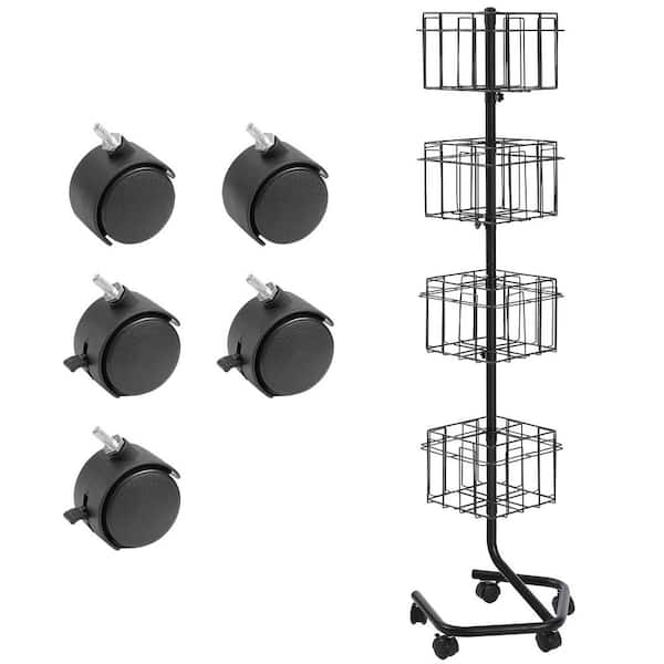 SKYSHALO Brochure Display Rack, 60 in H x 14.96 in W Freestanding 4-Tier 32 Pockets Rotating Magazine Literature Display Stand