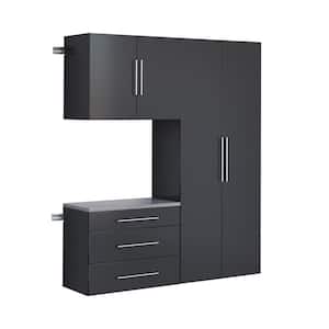 HangUps 60 in. W x 72 in. H x 16 in. D Storage Cabinet Set B in Black ( 3 Piece )