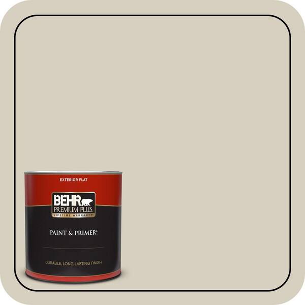BEHR PREMIUM PLUS 1 qt. #PPU7-09 Aged Beige Flat Exterior Paint & Primer