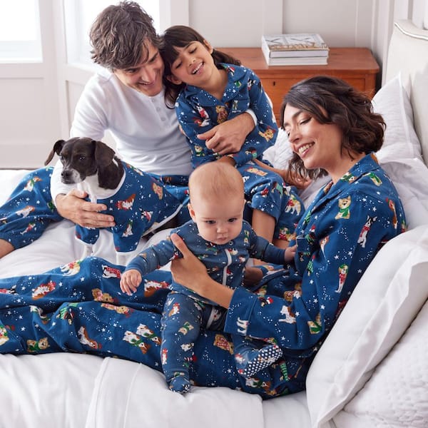 Company Cotton Family Flannel Holiday Pup Kids 12-Blue/Multi Pajama Set