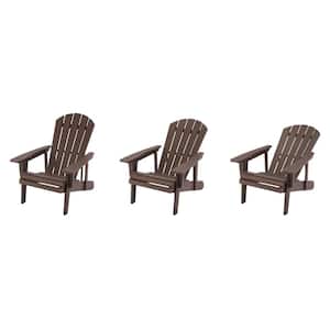 EcoStorage Espresso Brown Reclining Plastic Adirondack Chair Set with Footrests and Side Table (5-Piece)
