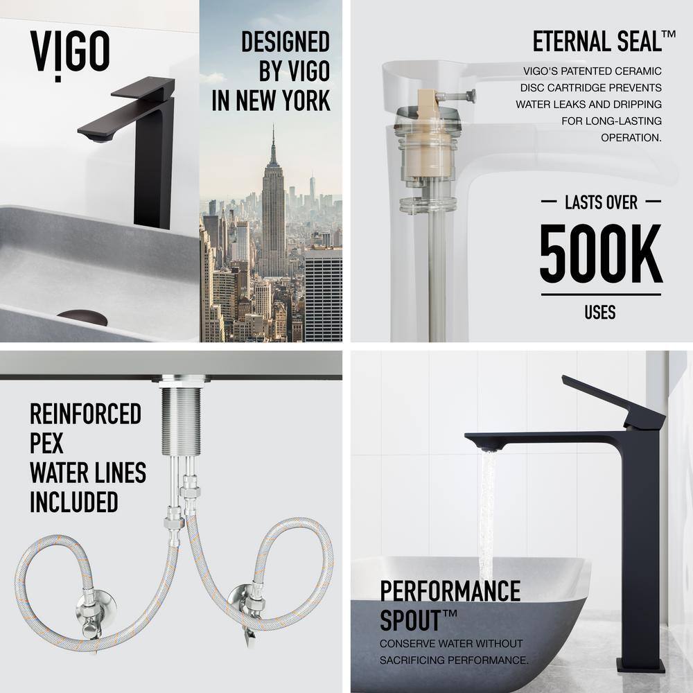 Matte Black Tall Single Handle Vessel Sink Faucet