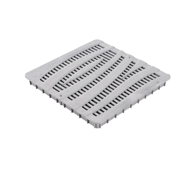 NDS 12 in. Square Catch Basin Drain Grate, Decorative Wave Design, Gray Plastic