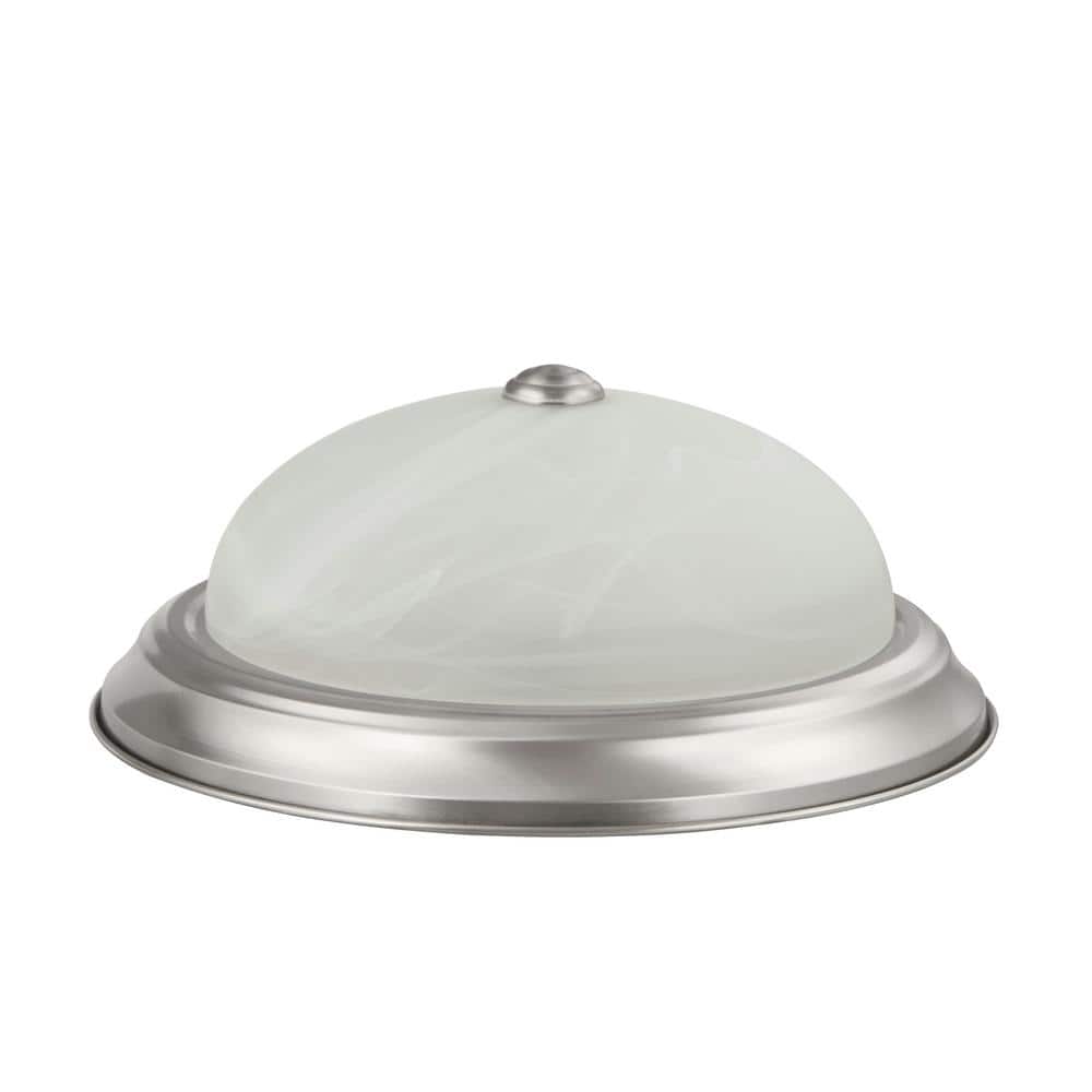 13" Brushed Nickel Flush Mount with Alabaster Glass Shade