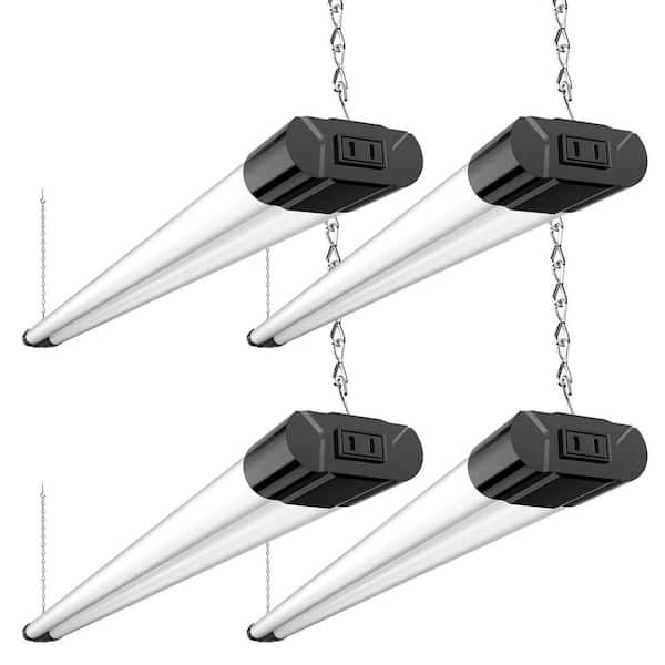 4 ft. Linkable LED Shop Light, 4400 Lums 6500K Cool Daylight 40W Equivalent 250W Surface Plus Suspension Mount, (4-Pack)