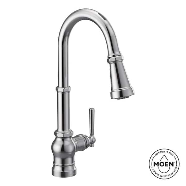 MOEN Paterson Single-Handle Smart Touchless Pull Down Sprayer Kitchen Faucet with Voice Control and Power Boost in Chrome