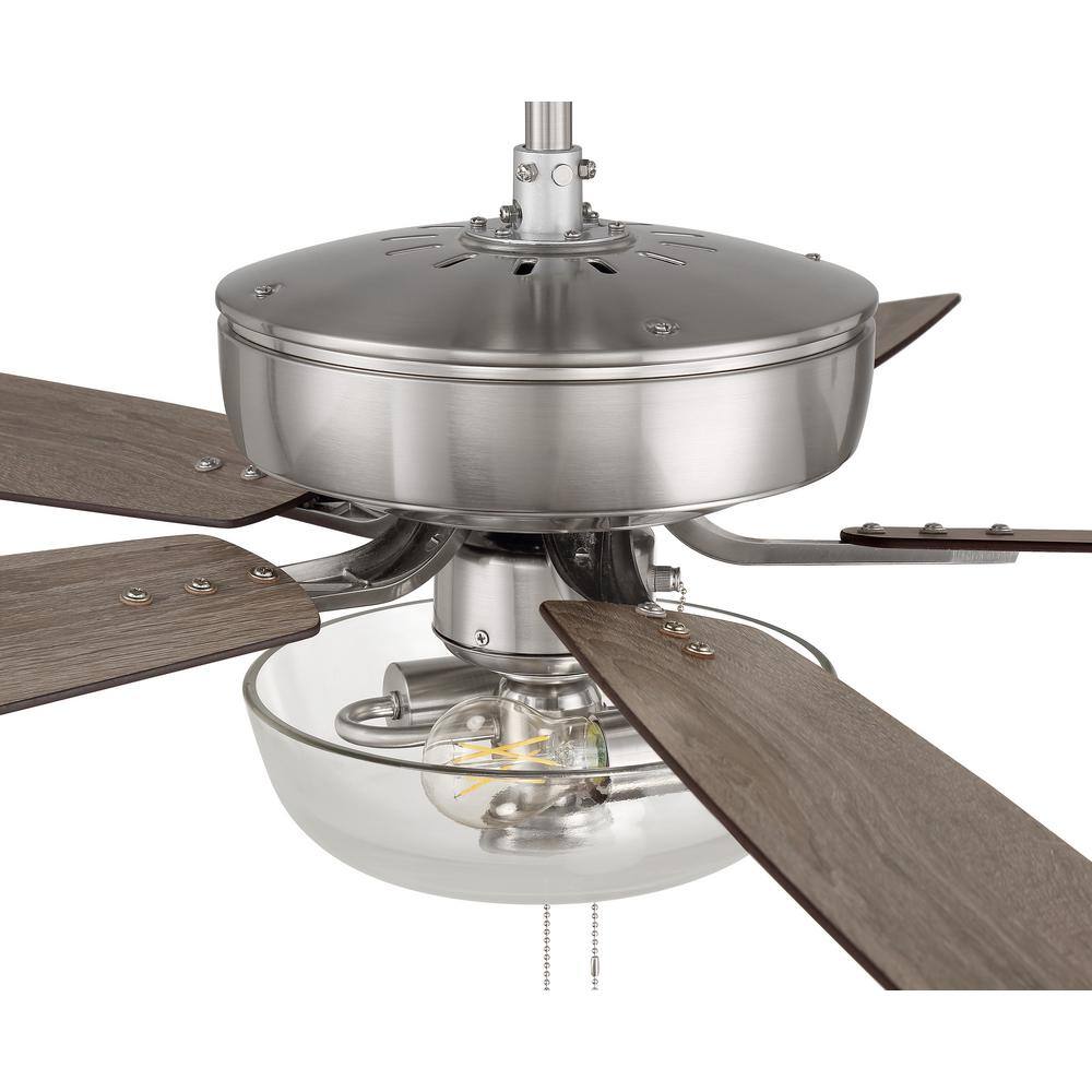 Brushed Nickel 52" Ceiling Fan with Clear Glass Light Kit