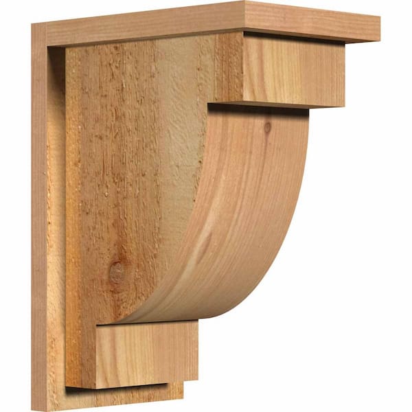 Ekena Millwork 8 in. x 12 in. x 16 in. Western Red Cedar Del Alpine Rough Sawn Corbel with Backplate