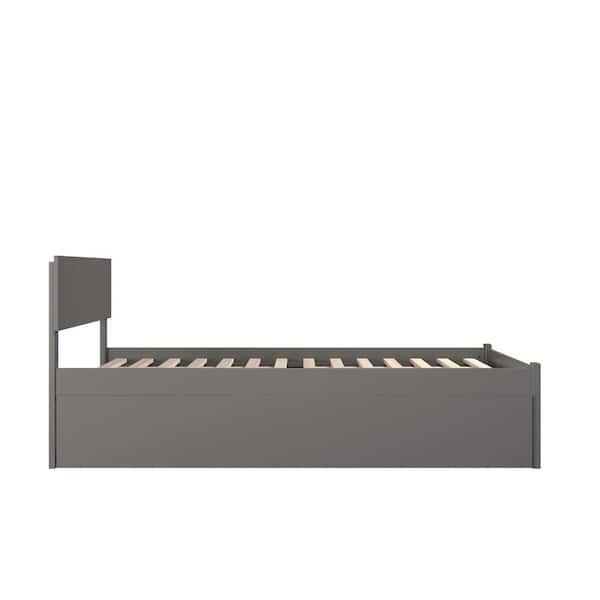 Orlando Grey Queen Platform Bed with Footboard and Twin XL Trundle