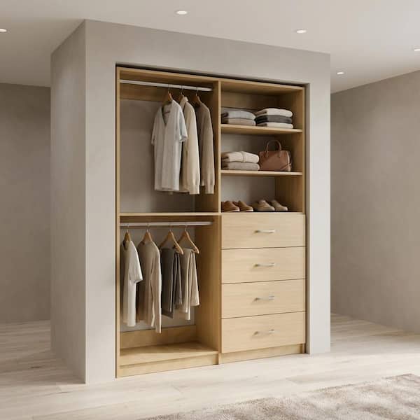 m’s closet MODULAR CLOSETS Alto 42.75 in. W White Double Hang and 4-Drawer