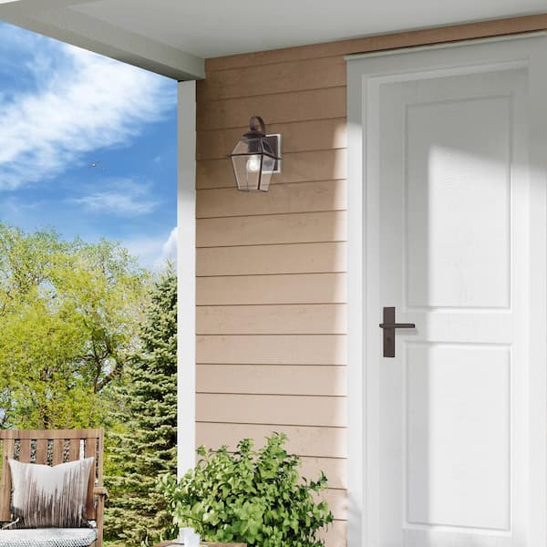 Ainsworth 12.5 in. 1-Light Bronze Outdoor Hardwired Wall Lantern Sconce with No Bulbs Included