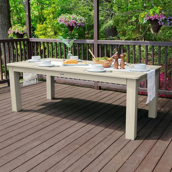 Highwood Whitewash 42 in. x 84 in. Rectangular Recycled Plastic Outdoor Dining Table