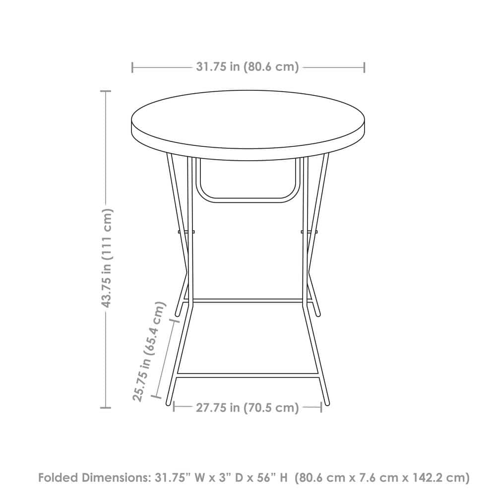 Gray Round Folding Bar-Height Table with Iron Legs and Plastic Top