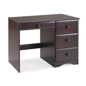 44 in. Rectangular Cappuccino 4 Drawer Writing Desk with Solid Wood Material