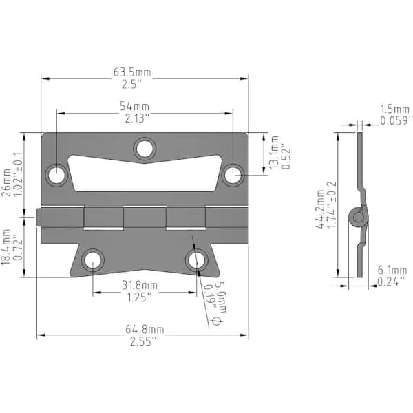 2-1/2 in. Satin Nickel Non-Mortise Hinges (2-Pack)