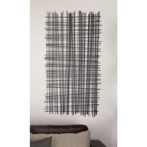 47 in. x  25 in. Metal Black Overlapping Lines Cross Hatch Geometric Wall Decor