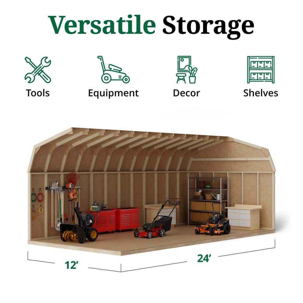 12' x 24' Blue Wood Gambrel Barn Storage Shed Kit