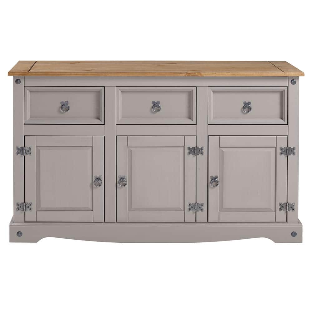 Cottage Series Gray and Honey Pine Wood Buffet Sideboard