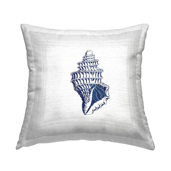 Stupell Industries Blue Conch Shell Blue Square Outdoor Throw Pillow