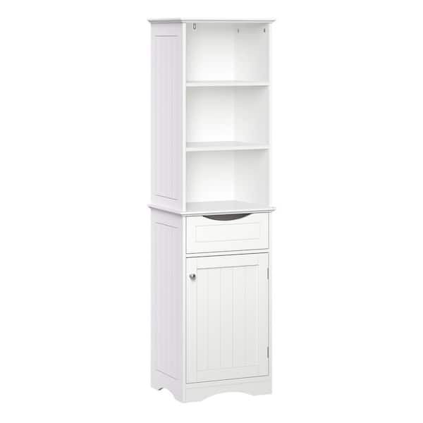 Riverridge Home Ashland 16 1 2 In W X 60 In H Bathroom Linen Storage Tower Cabinet In White 06 082 The Home Depot