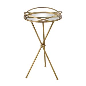 Banbury 15.75 in. Brass Round Glass Accent Table