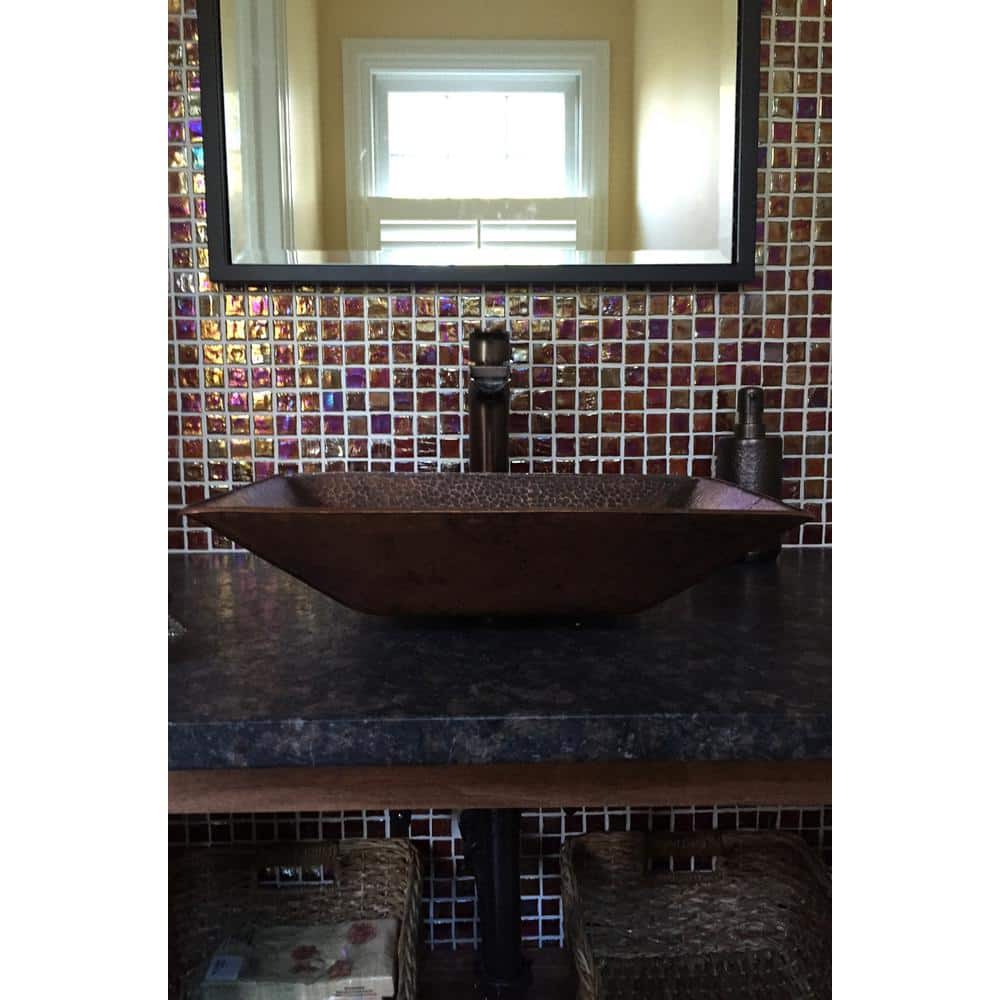 17'' Hand Forged Old World Copper Rectangle Vessel Sink