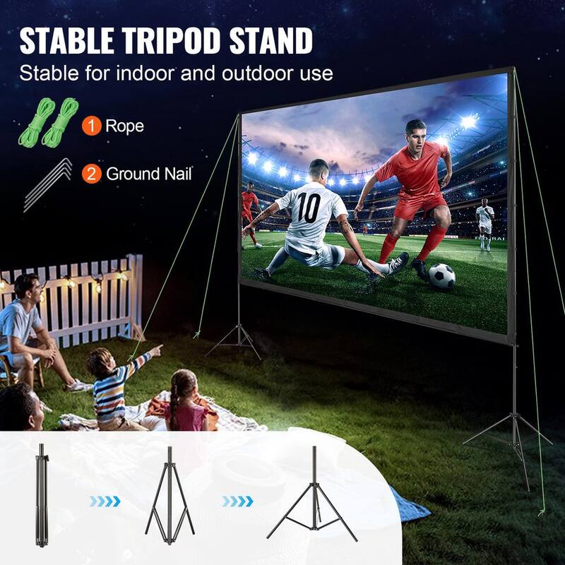 Projector Screen 150 in. with Stand Outdoor Movie Screen with Stand Wrinkle-Free Projection Screen with Tripods