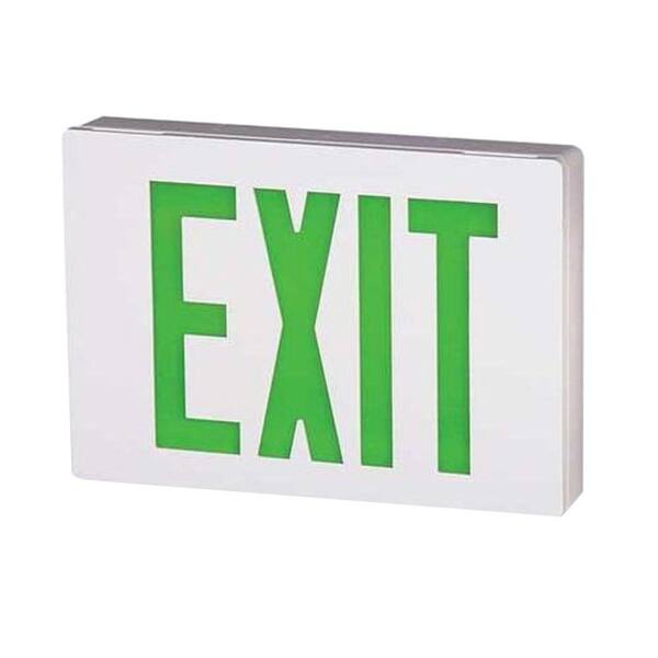 Lithonia Lighting Double Stencil Face Die-Cast Aluminum LED White Nickel-Cadmium Battery Emergency Exit Sign Green