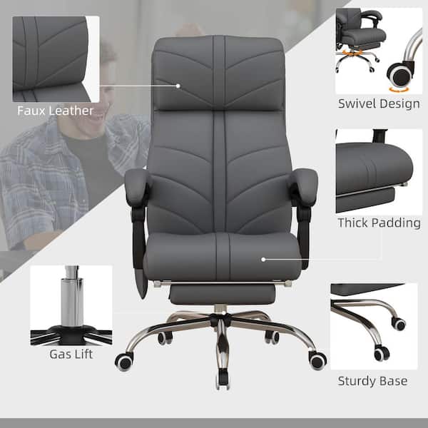 Vinsetto Gray Faux Leather Massage Chair 921-664V80GY - The